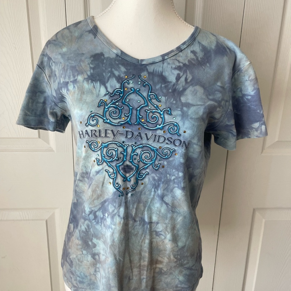 Harley-Davidson Blue Tie-Dye Crew Neck Tee